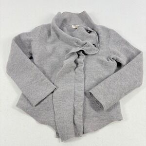 Groa Asymmetrical Button Up Jacket Womens S/M Grey Lagenlook Boiled Wool Scandi